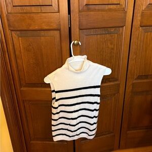 Abercrombie & Fitch Cream and Navy Striped Merino Wool Blend Sleeveless Top